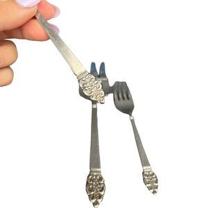 Oneida Nordic Crown Oneidacraft Deluxe Stainless 3 Pc Serving Fork Spoon Fork
